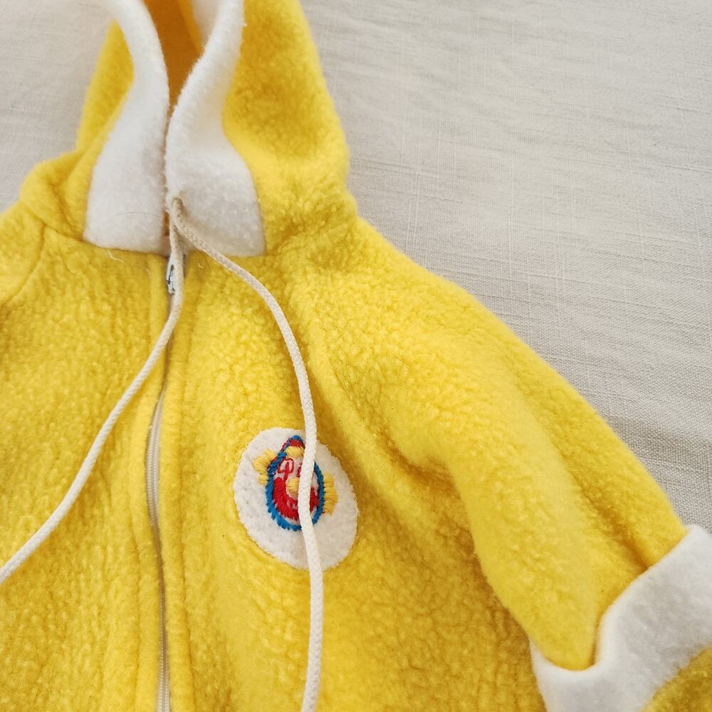 Vintage Yellow Fleece Clown Footed PJs 3-9 months - Picture 2 of 6